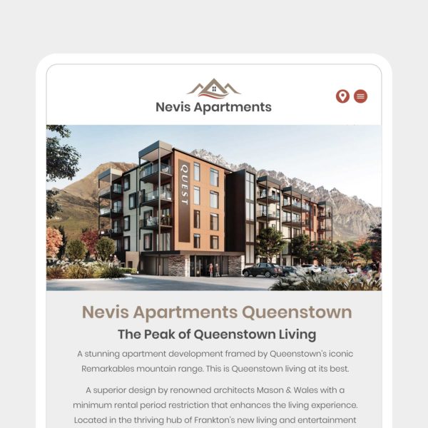 Nevis Apartments Accommodation Wanaka Web Design